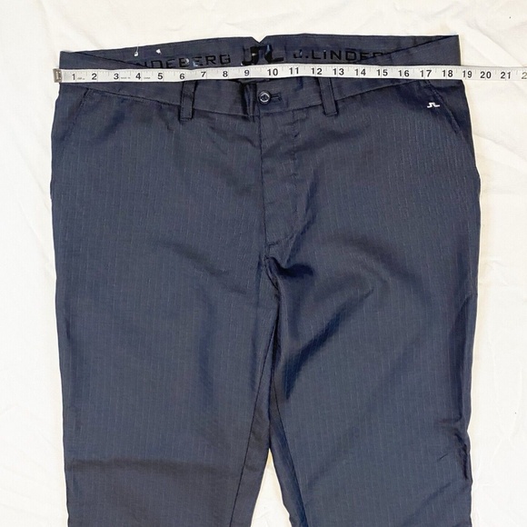 J. Lindeberg Men Elof Pants 36x32 Regular Fit Light Poly Blue Gray Striped Golf - Picture 5 of 16